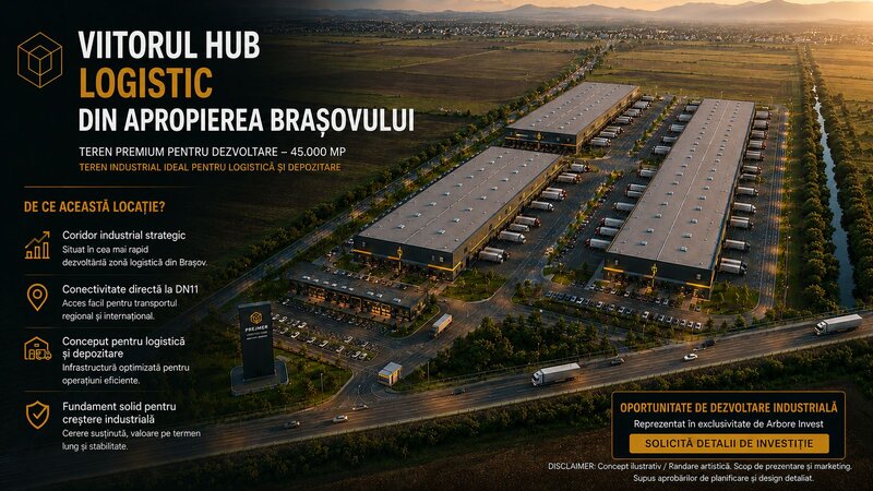 Prejmer, Brasov, teren 45.000 mp, PUZ aprobat, 156 m front DN11.